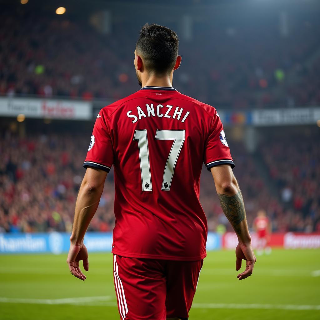 Alexis Sanchez Celebrating a Goal in Number 17 Jersey