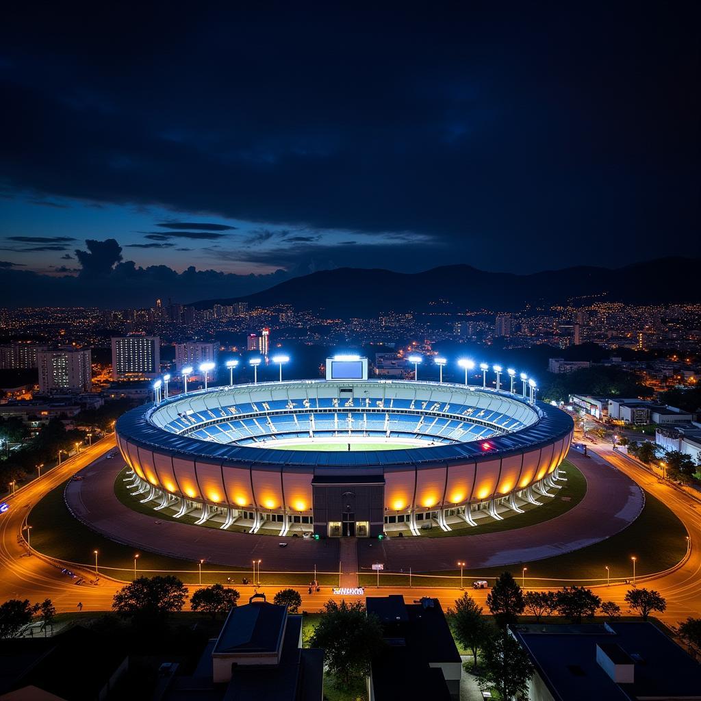 Arena Fonte Nova lung linh về đêm.