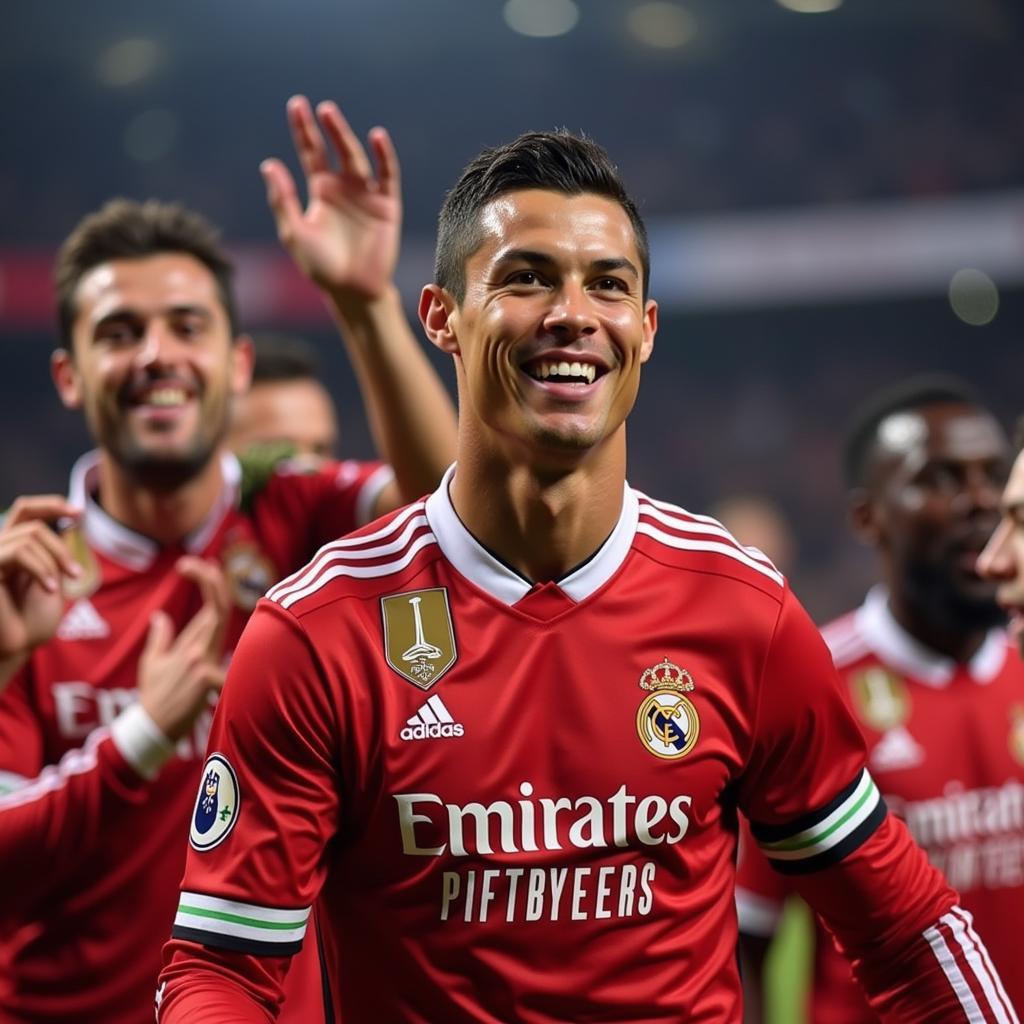 Cristiano Ronaldo ăn mừng chiến thắng