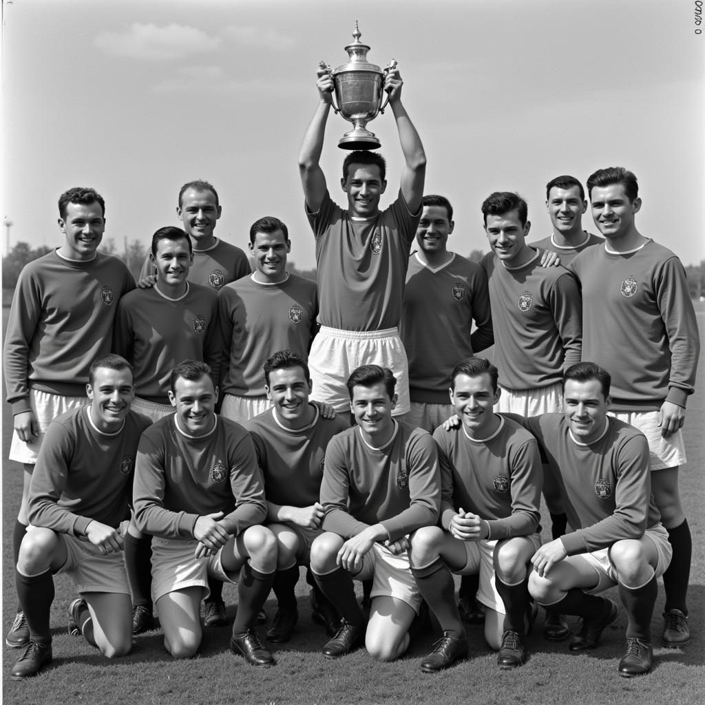 Blackpool FC celebrating their FA Cup win in the Matthews Final