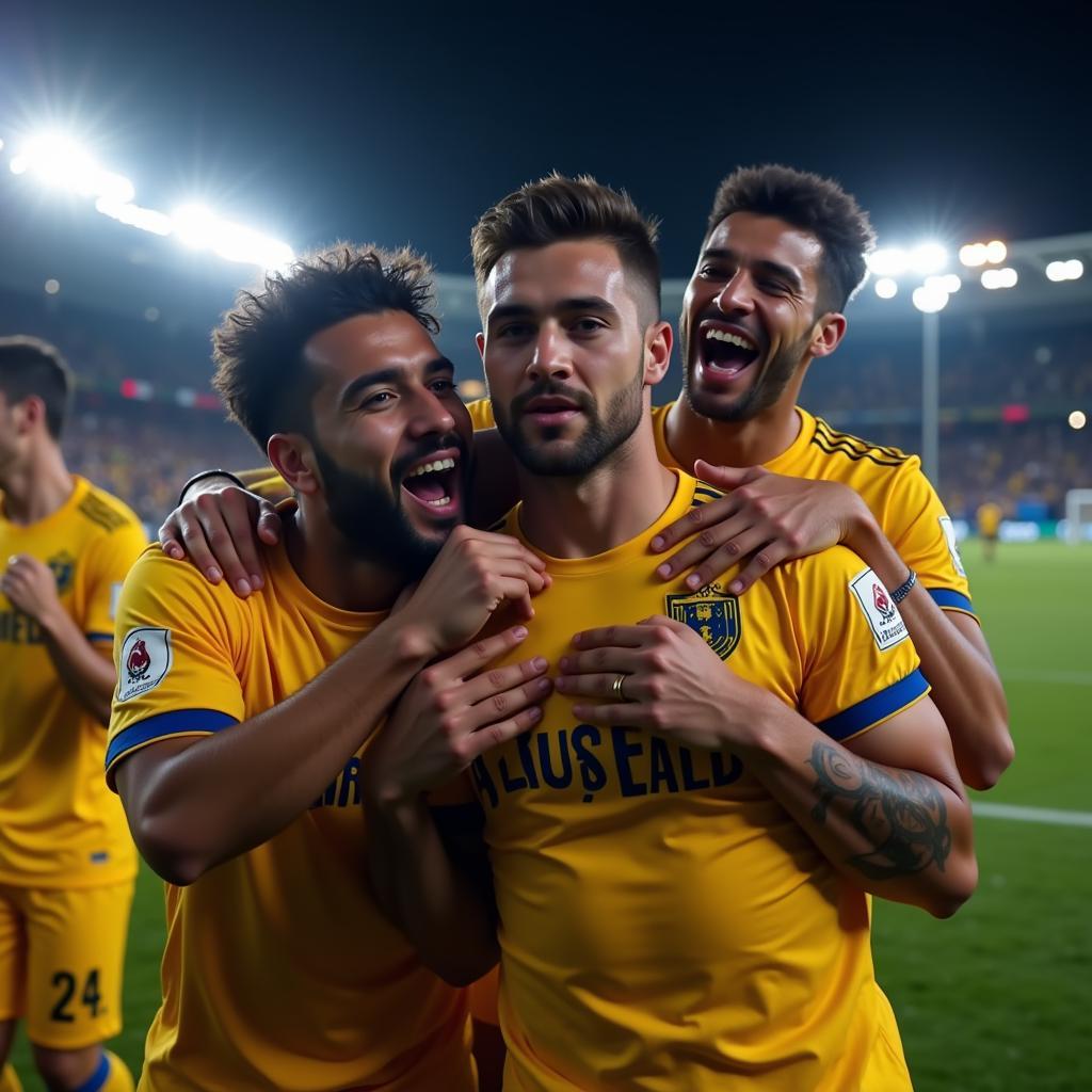 Các ngôi sao Al Nassr players ăn mừng bàn thắng