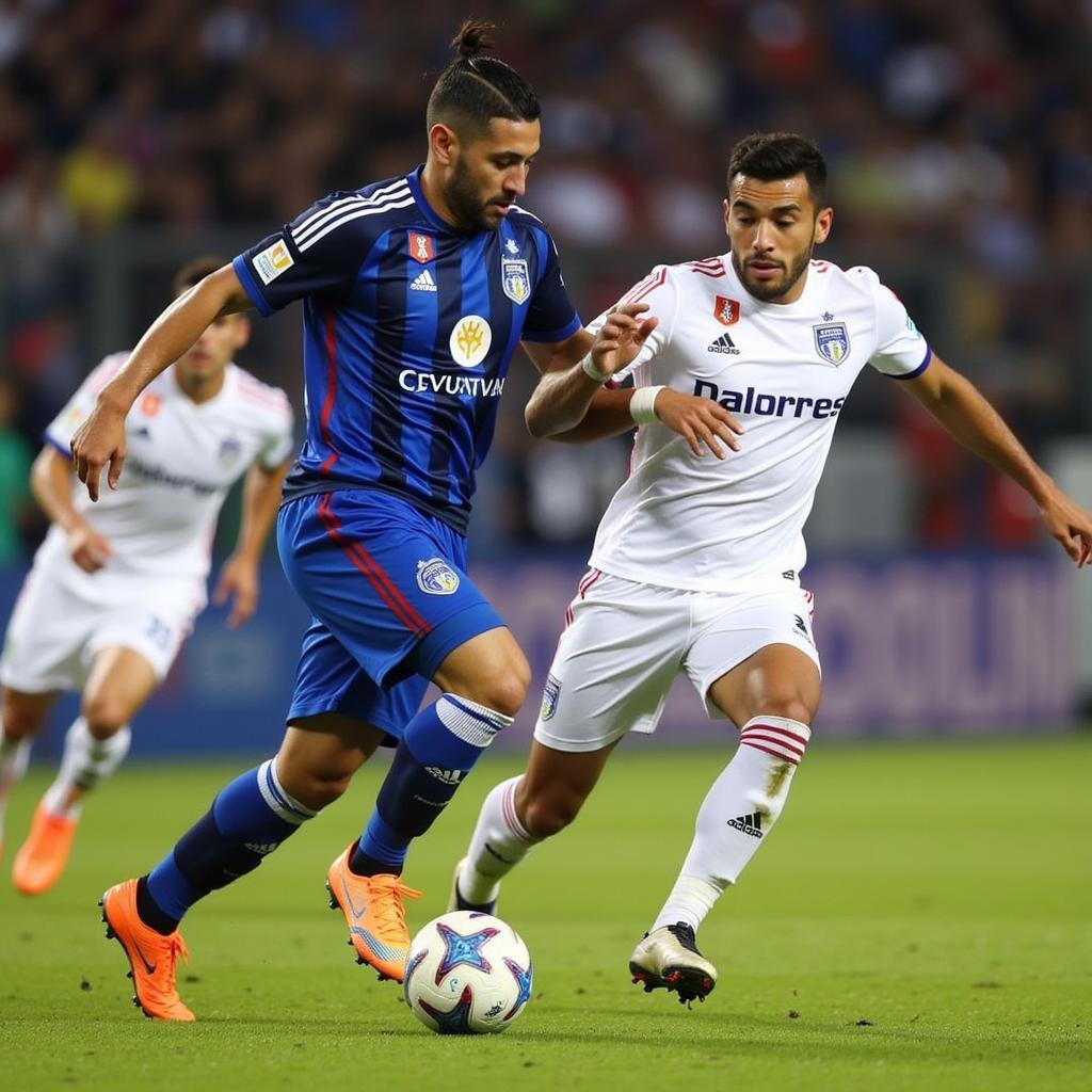 Querétaro FC players competing in a match