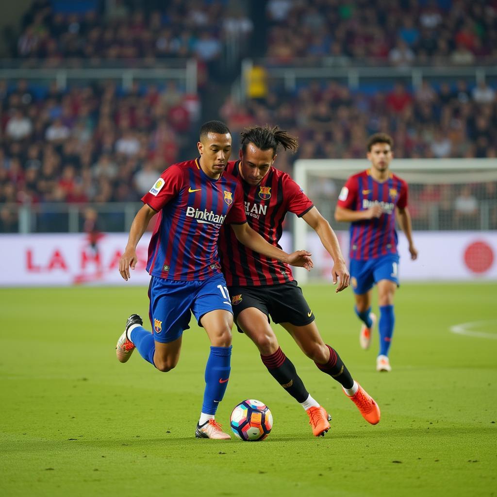 Cầu thủ thi đấu trên sân Estadio Municipal Ciudad de La Línea