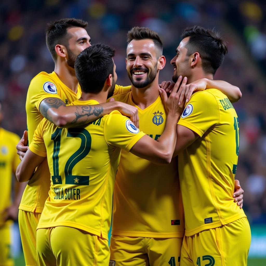 Cầu thủ Villarreal Soccer ăn mừng chiến thắng