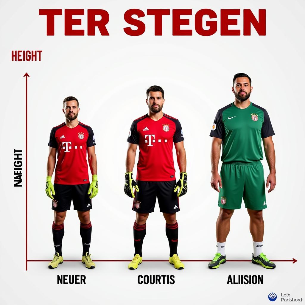So sánh chiều cao của Ter Stegen với các thủ môn nổi tiếng khác