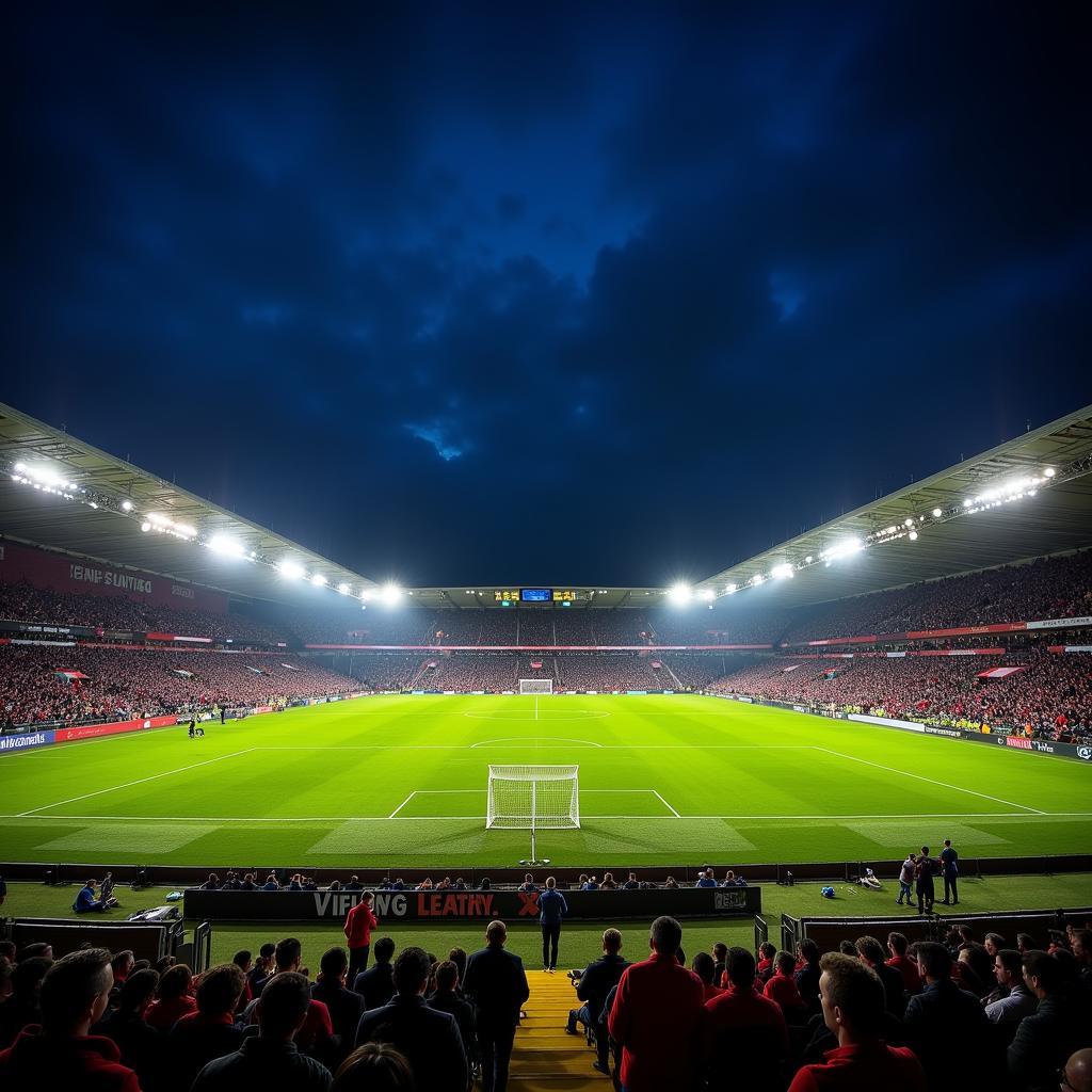 Toàn cảnh Club Brugge Stadium rực sáng trong đêm