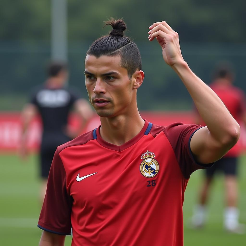 Cristiano Ronaldo thể hiện sự cống hiến trên sân tập