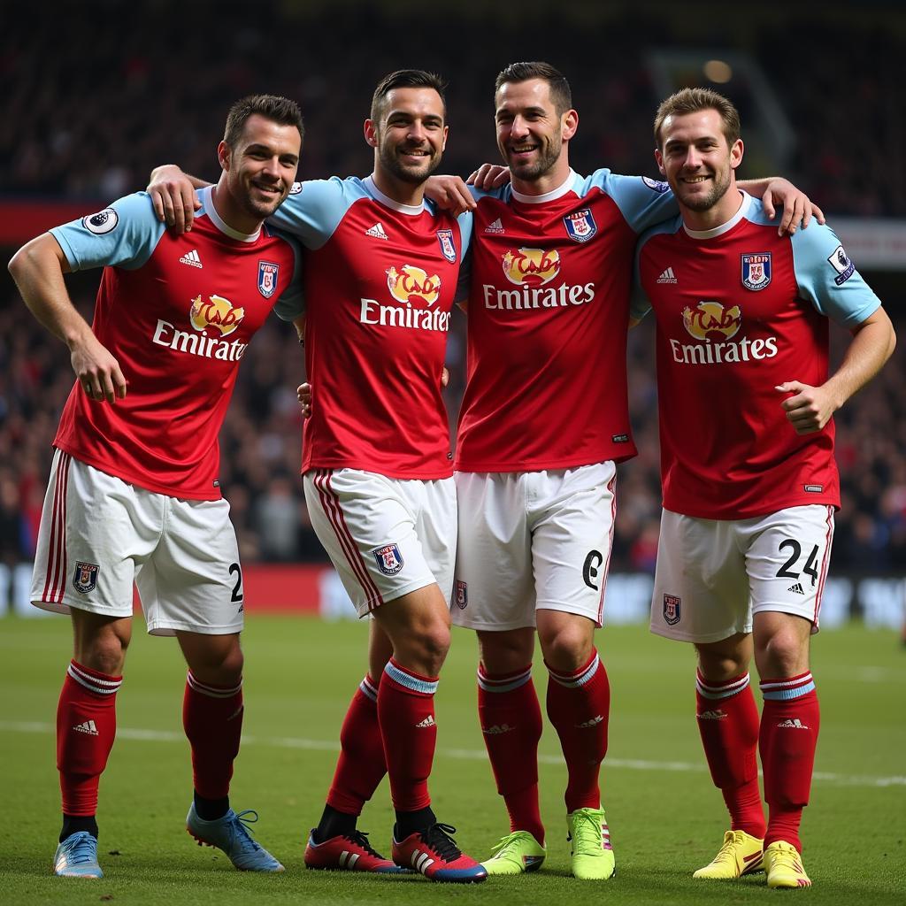 Danny Higginbotham celebrating with Stoke City teammates