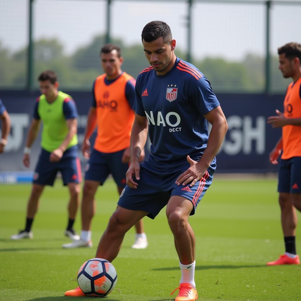Diego Barrios nỗ lực tập luyện cùng đồng đội