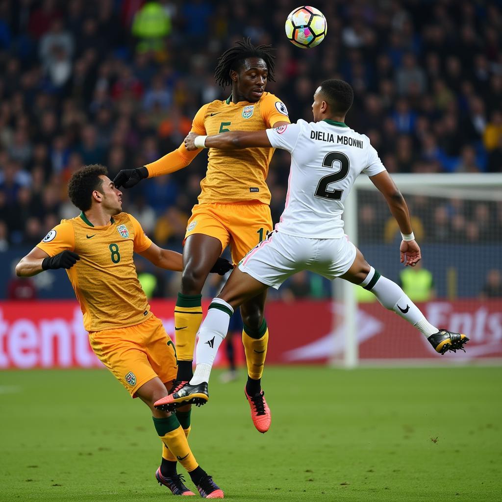 Dieumerci Mbokani tranh chấp bóng bổng