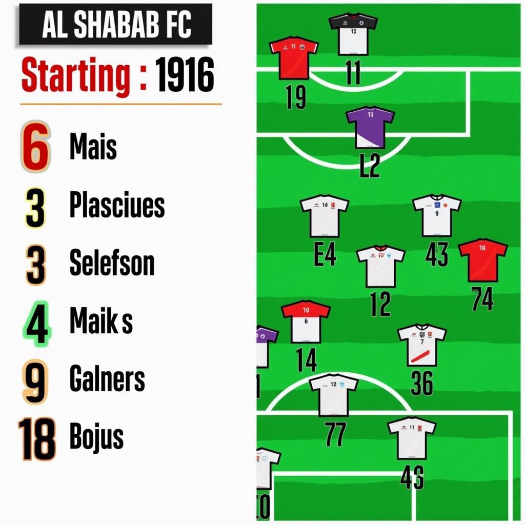 Đội hình Al Shabab FC ra sân trong trận đấu gần nhất