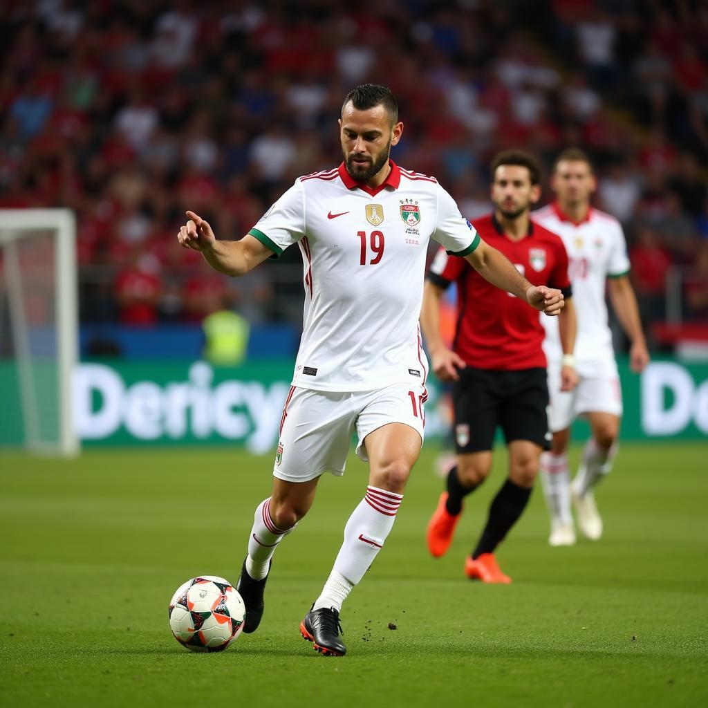 Dominik Szoboszlai playing for the Hungarian national team