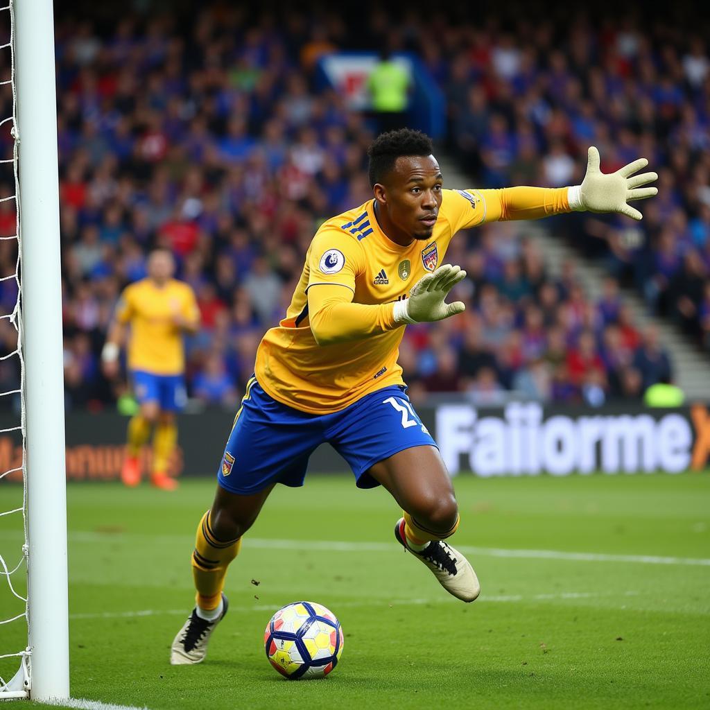 Donovan Ricketts cản phá thành công một cú sút nguy hiểm