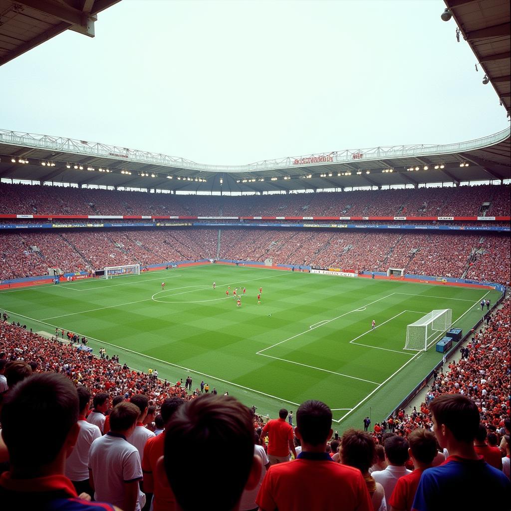 Khán đài Estadio Neza 86 chật kín khán giả trong một trận đấu World Cup 1986.