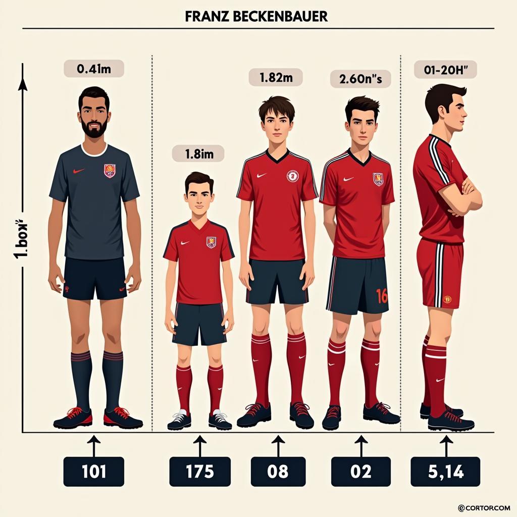 Franz Beckenbauer's height compared to other players