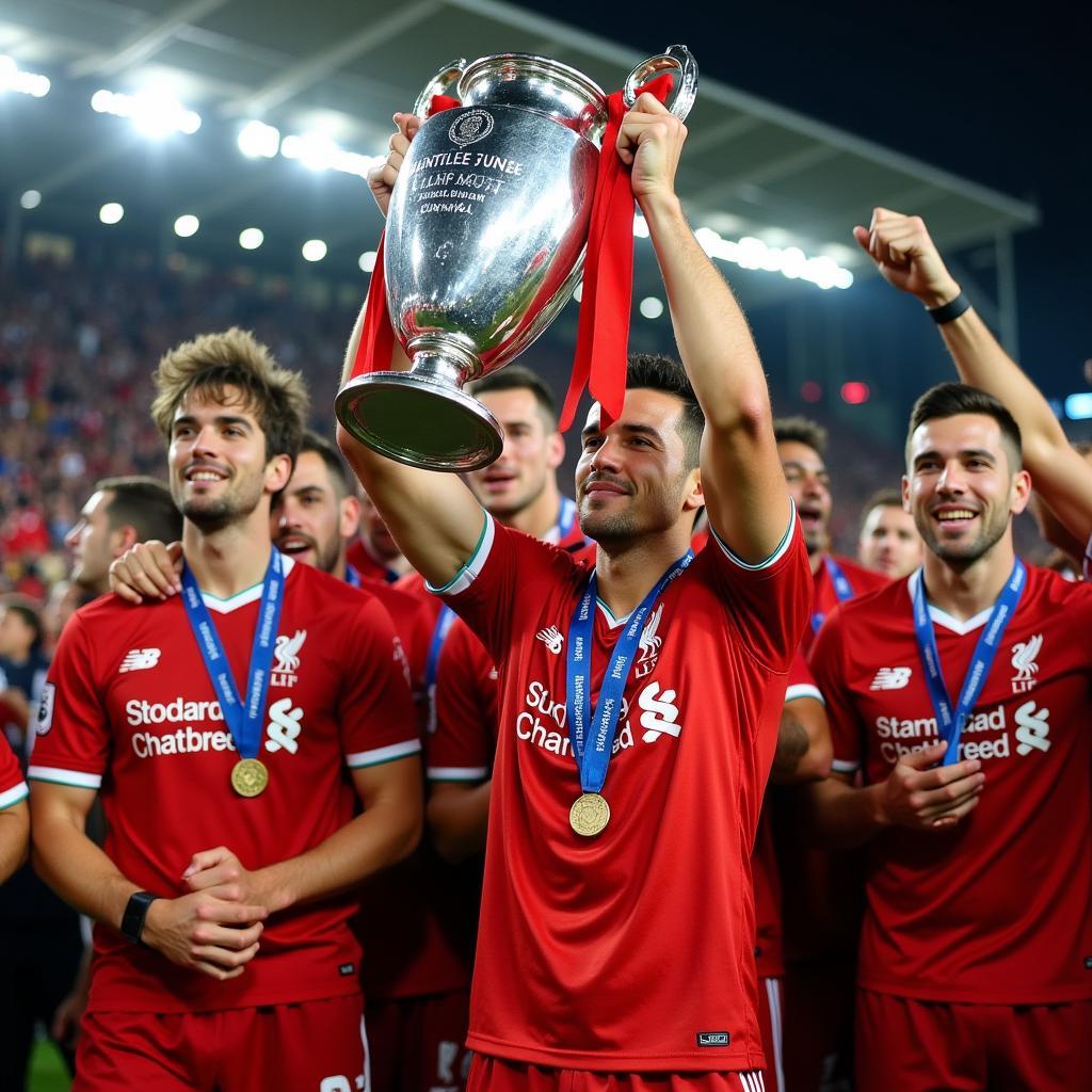 Guillermo Allison nâng cao chiếc cúp Champions League