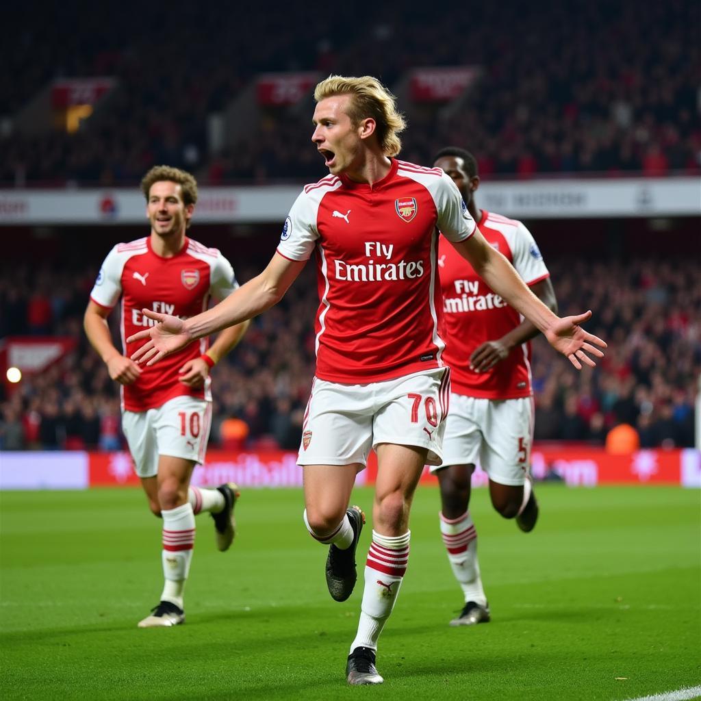 Hans Erik Ødegaard trong màu áo Arsenal