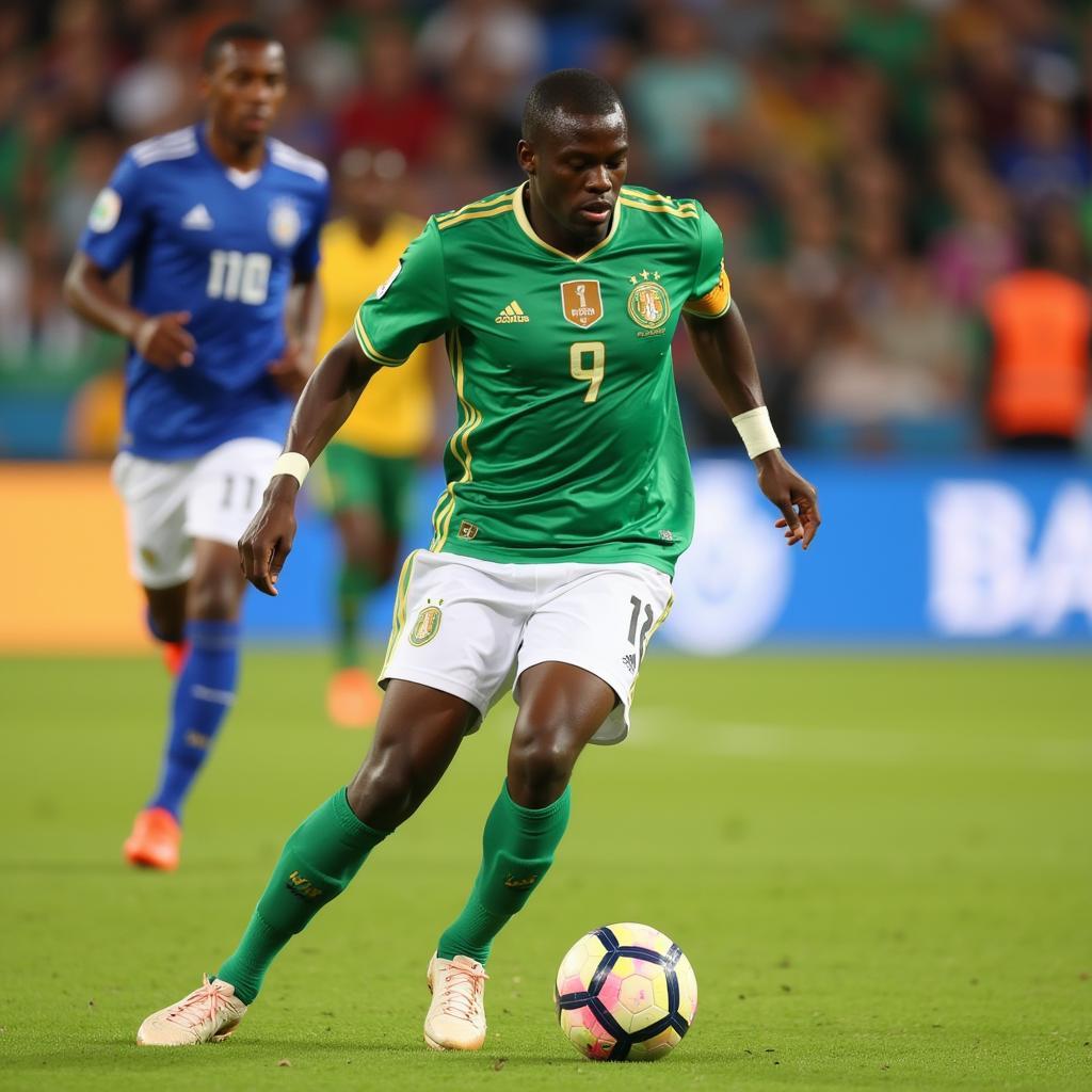 Issoufou Dayo thi đấu cho đội tuyển quốc gia Burkina Faso trong một trận đấu quốc tế.