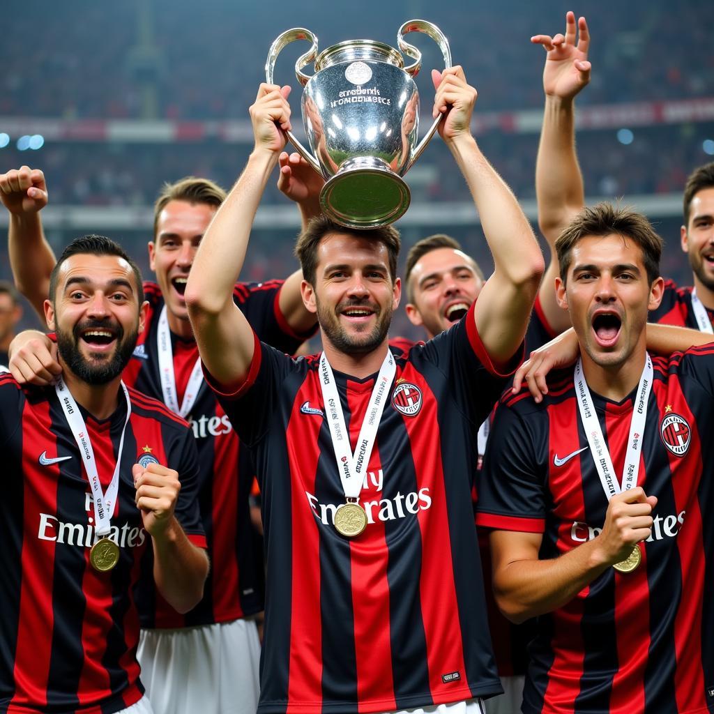 Jankulovski ăn mừng chức vô địch Champions League cùng AC Milan