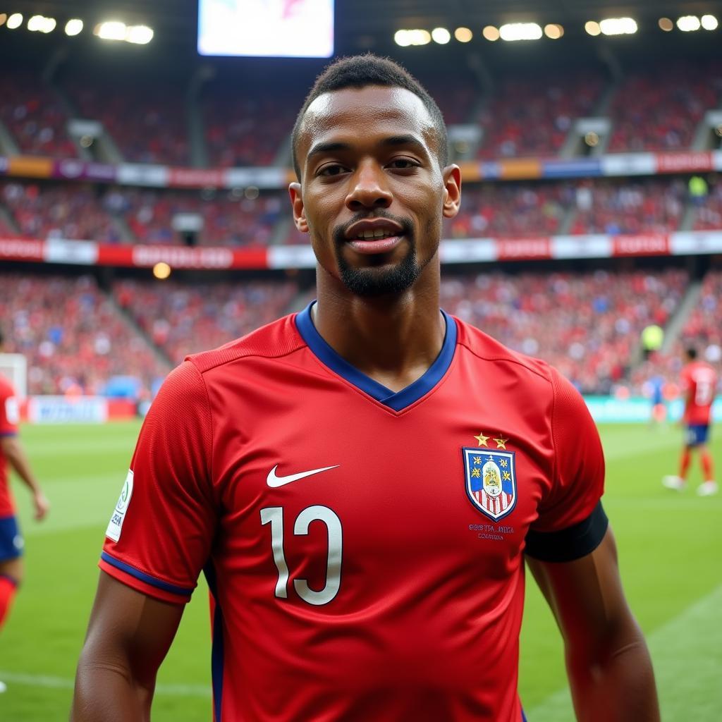 Jewison Bennette trong màu áo đội tuyển quốc gia Costa Rica.