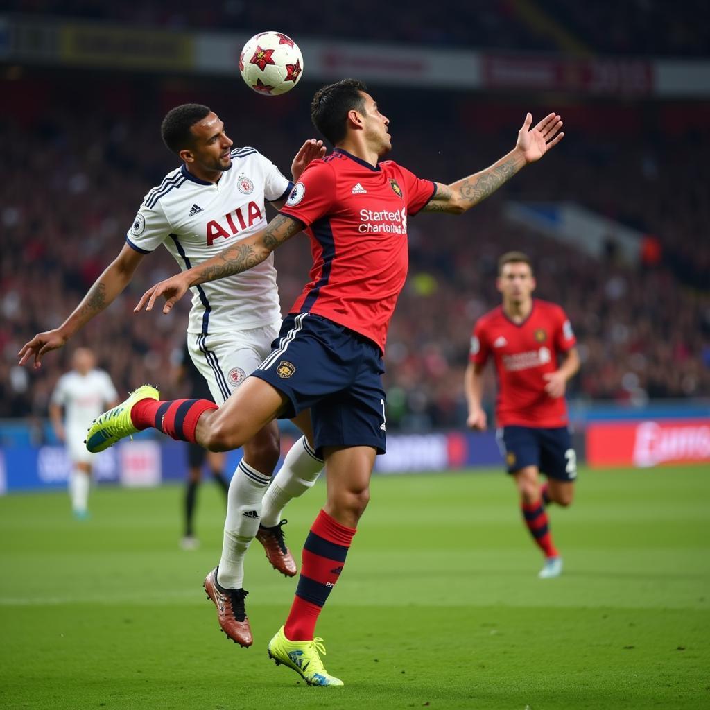 Joao Cancelo tranh chấp bóng bổng với đối thủ.