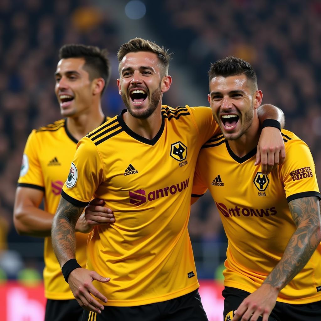 Jonny Castro Otto ăn mừng chiến thắng cùng Wolves