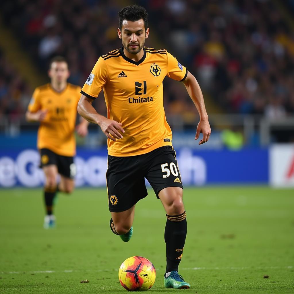 Jonny Castro Otto trong màu áo Wolves ở vị trí hậu vệ
