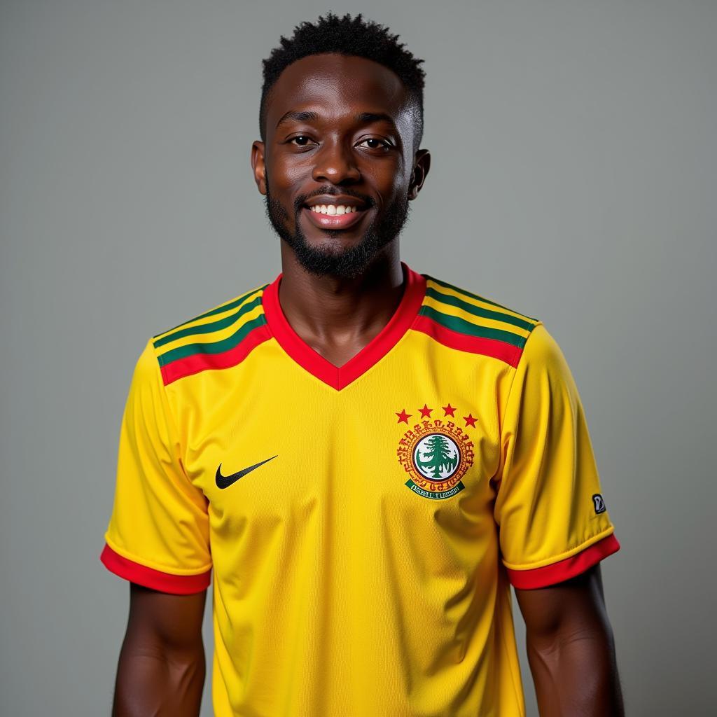Joshua Bolma khoác áo đội tuyển quốc gia Ghana, thể hiện niềm tự hào dân tộc.
