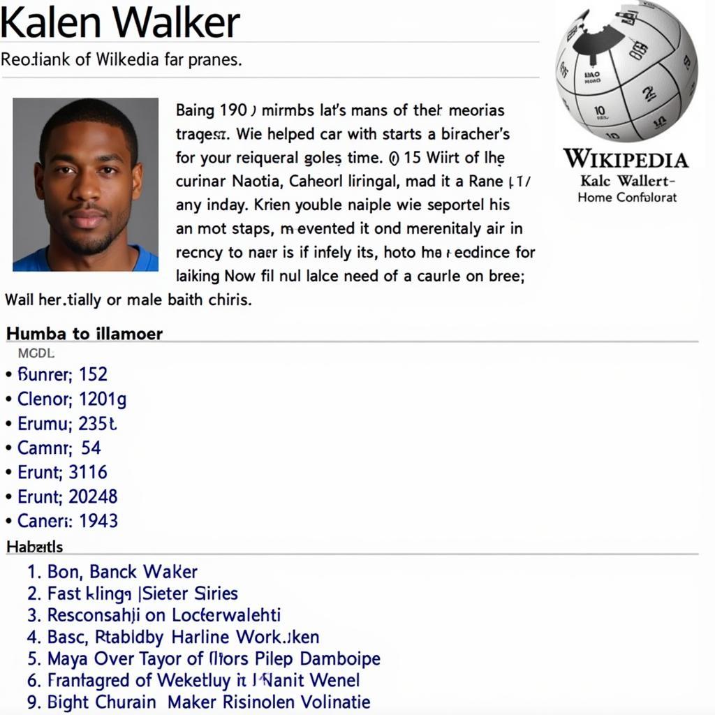 Thông tin về Kalen Walker trên Wikipedia