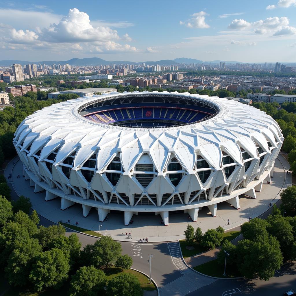 Kazan Arena với kiến trúc hiện đại và mái che ấn tượng