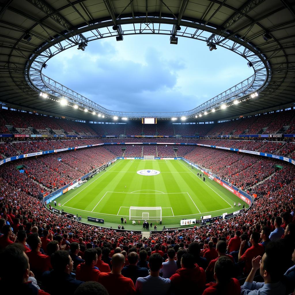 Kazan Arena với sức chứa khổng lồ và không khí sôi động
