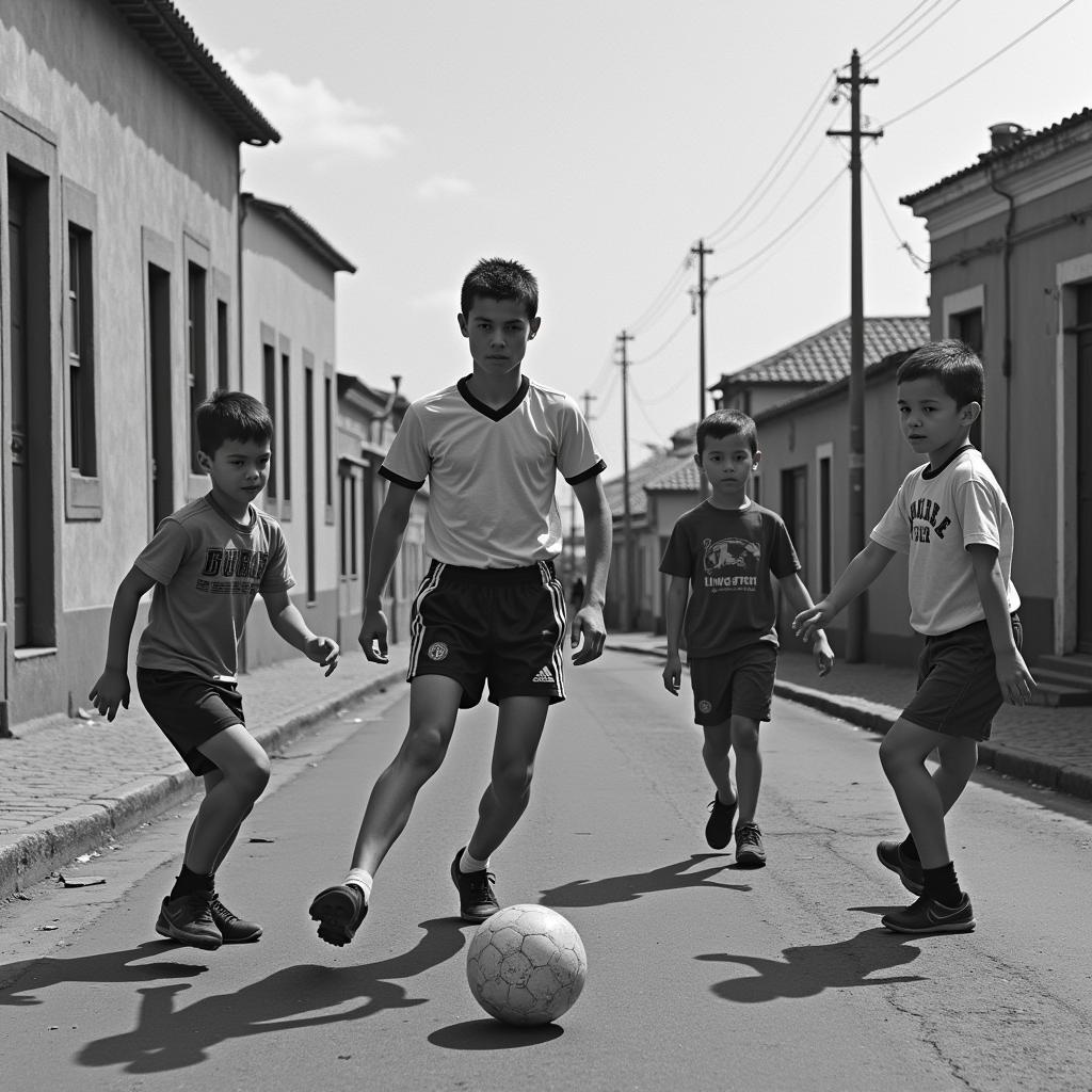 Cristiano Ronaldo chơi bóng trên đường phố Madeira