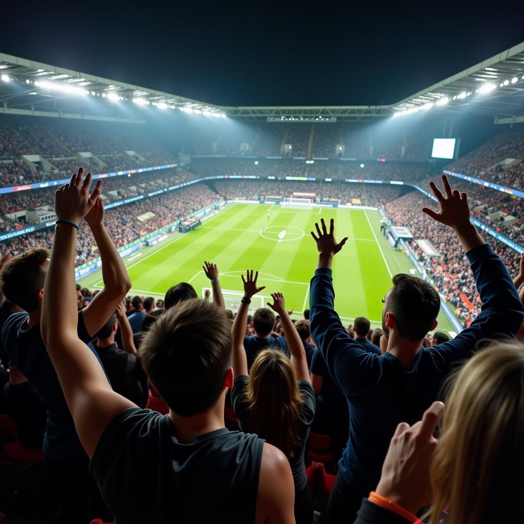 Cổ động viên cuồng nhiệt tại Renzo Barbera Stadium trong một trận đấu quan trọng.