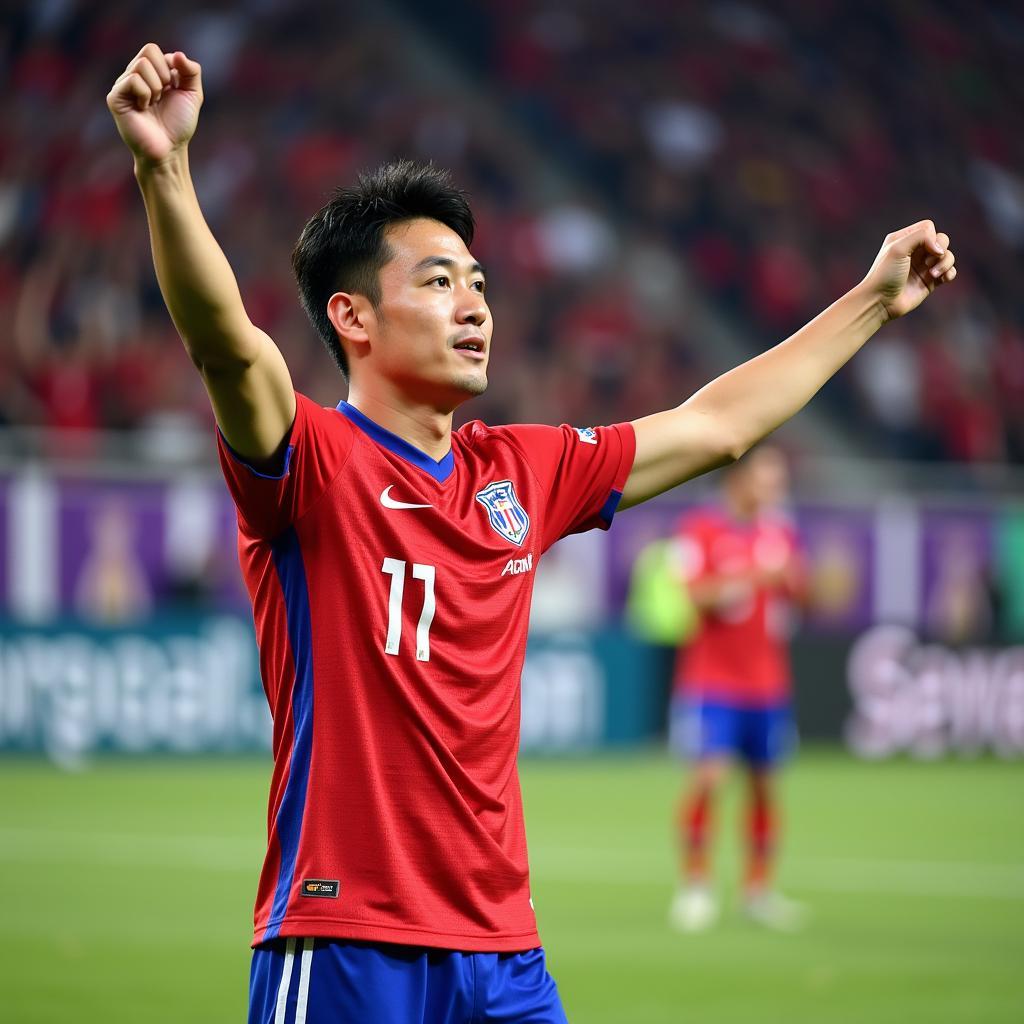 Kim Jin-su trong màu áo đội tuyển quốc gia Hàn Quốc