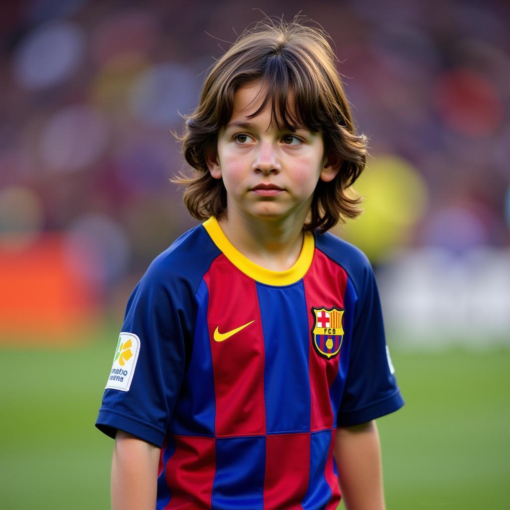 Kiểu tóc dài của Messi thời niên thiếu