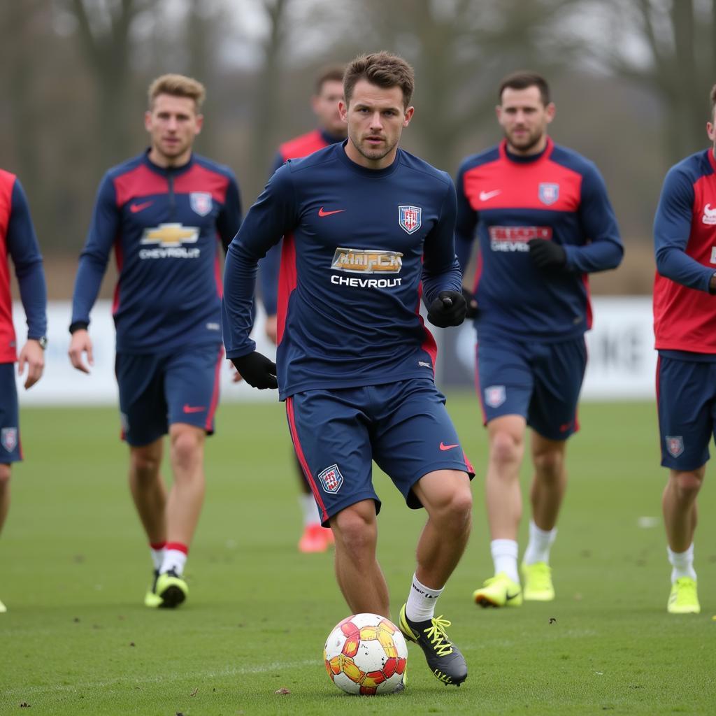 Lewis Brunt thể hiện kỹ năng trên sân tập Wrexham