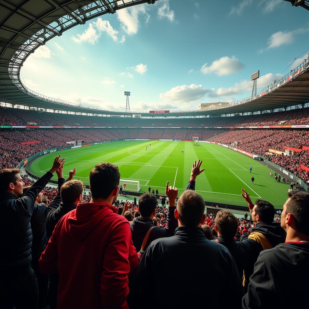 Libero Liberati Stadio trong một trận đấu sôi động của Ternana FC, không khí cuồng nhiệt của các cổ động viên.