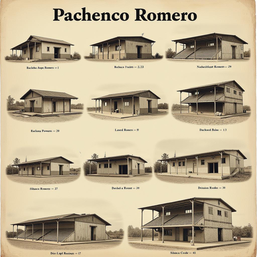 Hình ảnh lịch sử về quá trình xây dựng và phát triển của sân vận động Pachenco Romero qua các thời kỳ.
