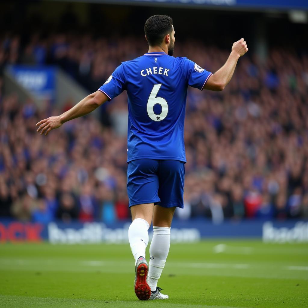 Loftus-Cheek trong màu áo Chelsea, số áo nổi bật trên lưng