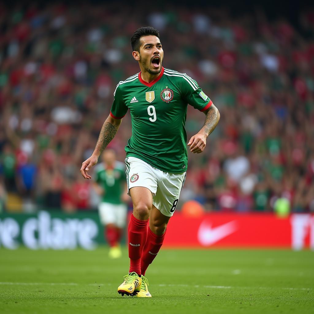 Luis Chavez mặc áo đấu Mexico trong một trận đấu