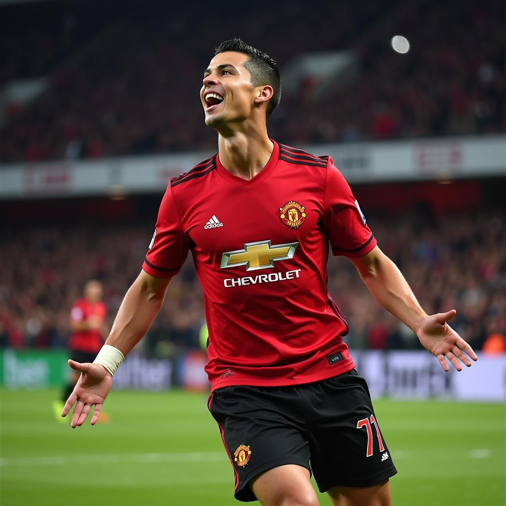 Cristiano Ronaldo ghi bàn trong màu áo Manchester United
