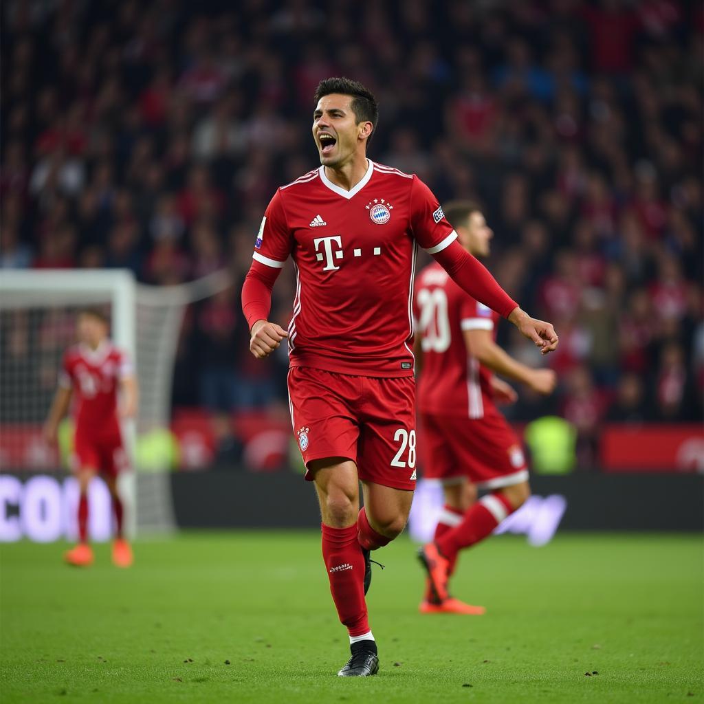 Mario Gomez ăn mừng bàn thắng trong màu áo Bayern Munich