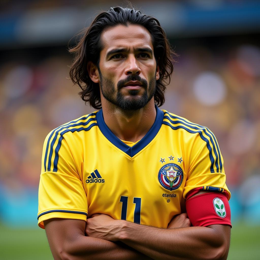 Mario Yepes với băng đội trưởng tuyển Colombia