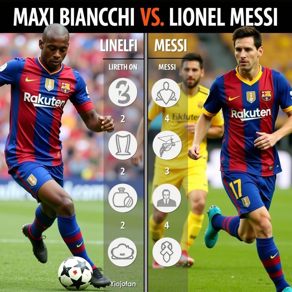 So sánh phong cách chơi bóng và thành tích của Maxi Biancucchi và Lionel Messi.