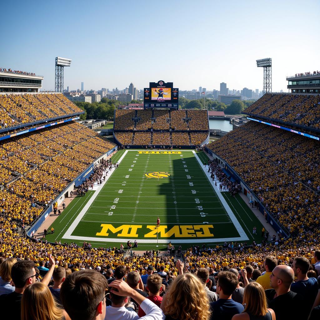 Sân vận động Michigan, hay "The Big House", chật kín khán giả.