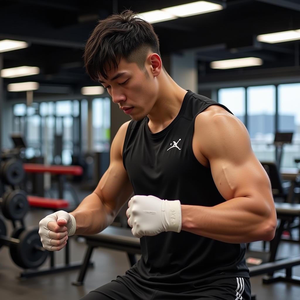 Min Do-hyeok luyện tập chăm chỉ