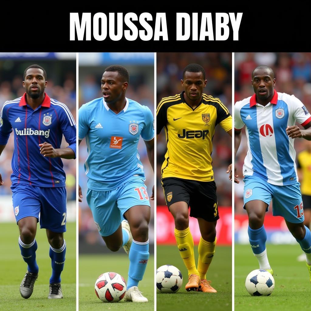 Moussa Diaby với các số áo anh đã mặc trong sự nghiệp