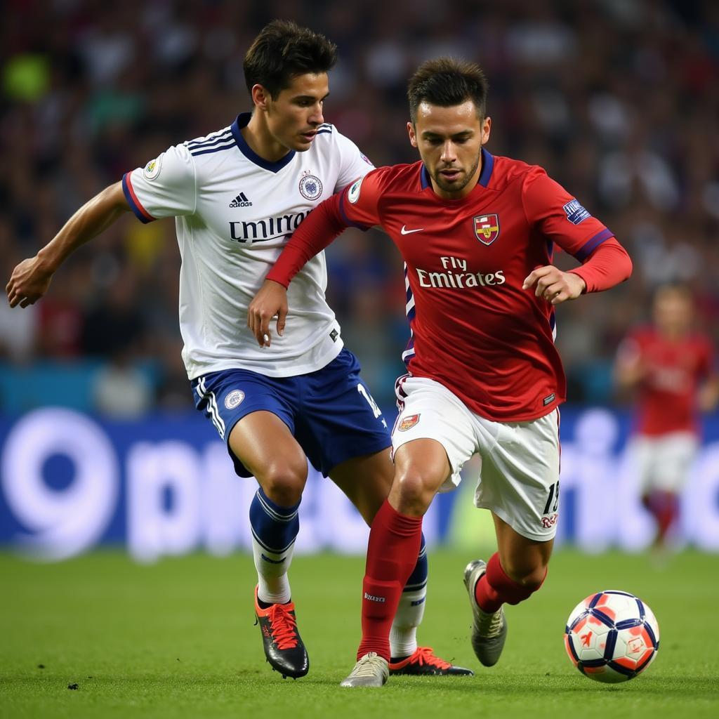 Nicolás Figal tranh chấp bóng quyết liệt