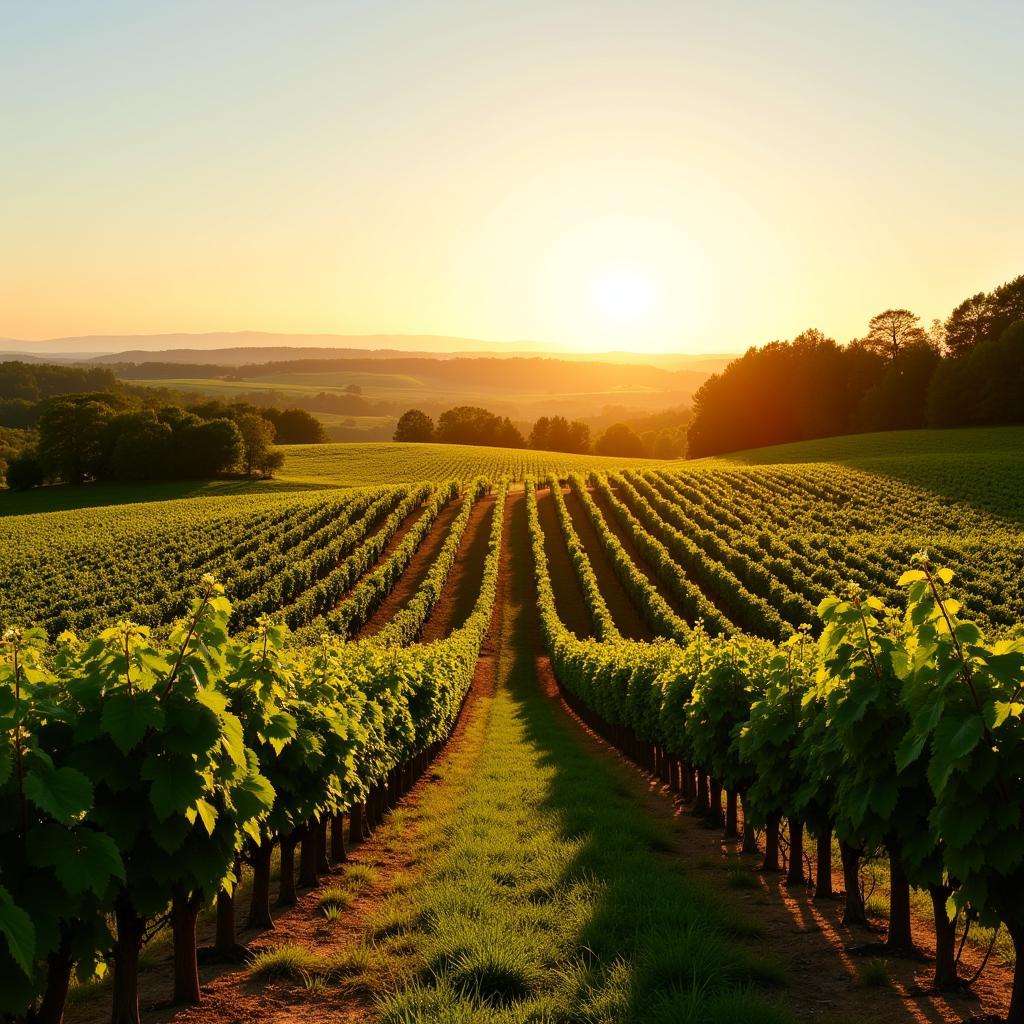 Vườn nho Nicolas Fleuriau Chateau trải dài dưới nắng vàng