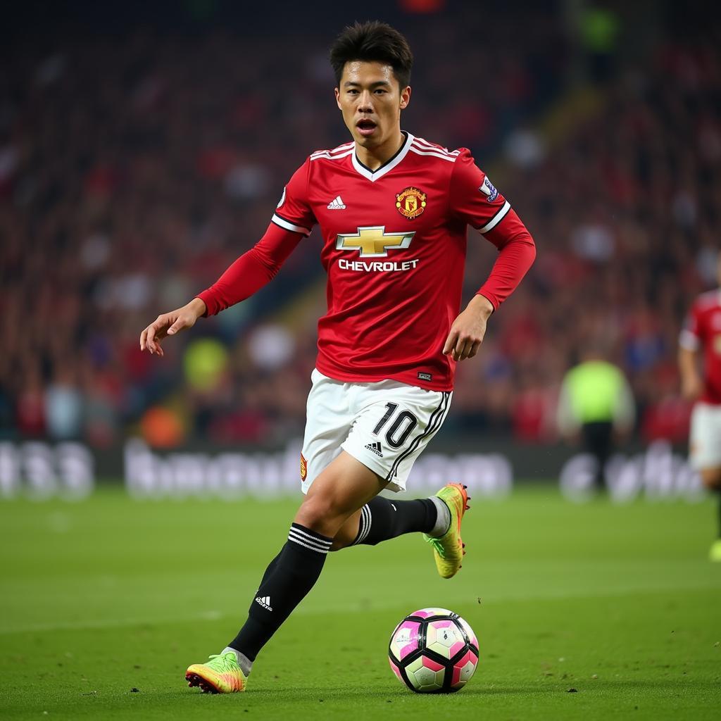 Park Ji Sung trong màu áo Manchester United